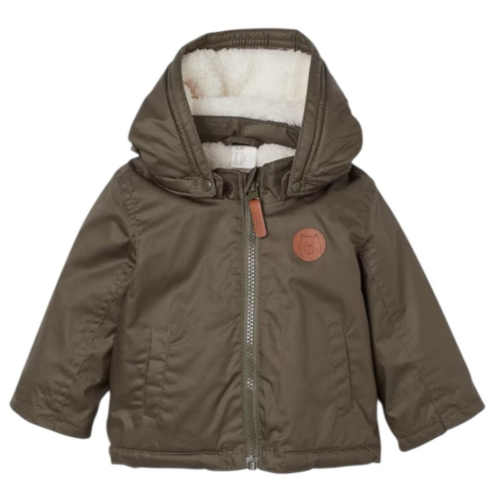 H&M PILE-LINED JACKET, Dark khaki green, size: 9-12M, Unisex, NWT, $35